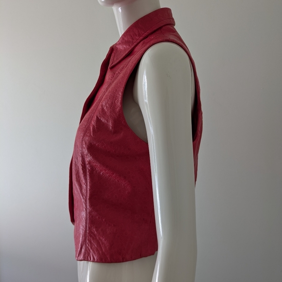 Burberrys Pink Ostrich Leather Vest Vintage 90s Y2K Size 8 - Picture 4 of 9
